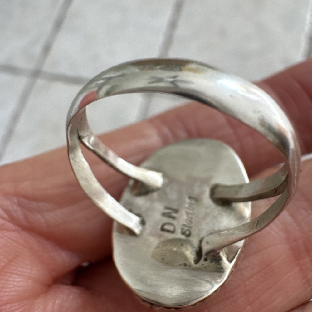 Navajo Ring Sz 11 Mixed Turquoise Inlay Signed D Noble Sterling Native American - Picture 9 of 9